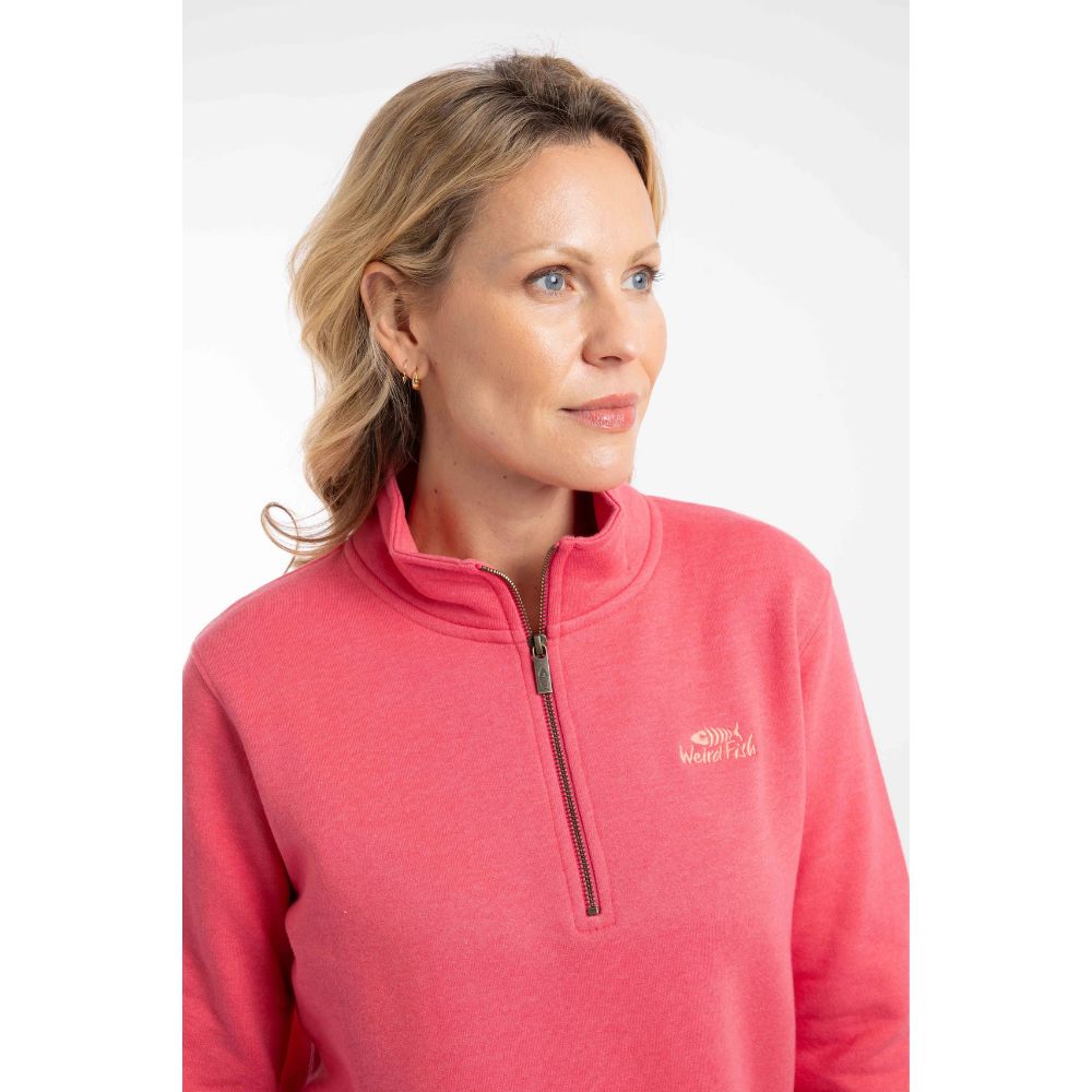 Weird Fish Avery 1/4 Zip Women's Freece - Flamingo Pink