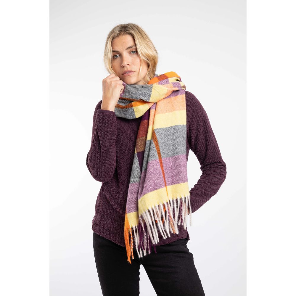 Weird Fish Badida Brushed Check Scarf - Rust