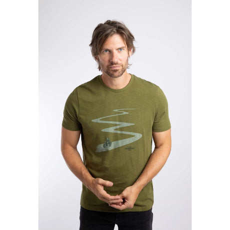 Weird Fish Biking Front Print Graphic T-Shirt - Olive Moss
