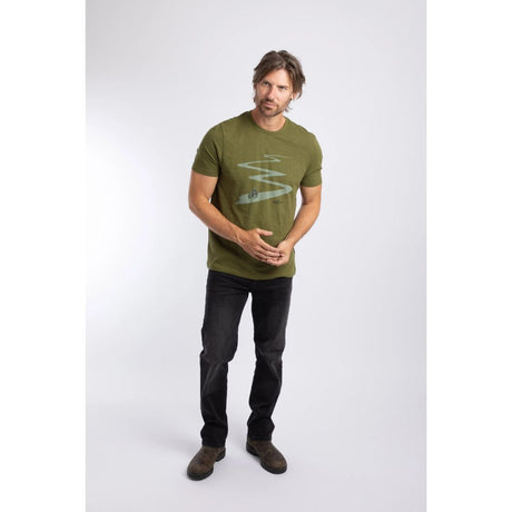Weird Fish Biking Front Print Graphic T-Shirt - Olive Moss