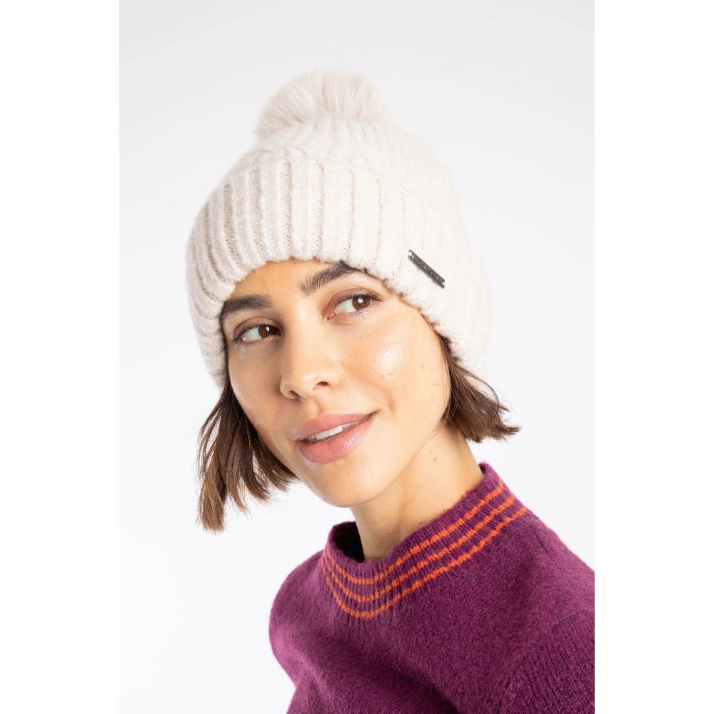 Weird Fish Blagdon Sparkle Bobble Hat  - Chalk