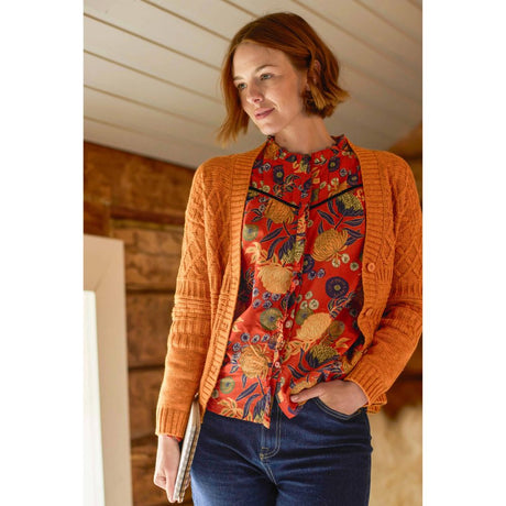 Weird Fish Bodhi Printed Long Sleeve Blouse - Rust