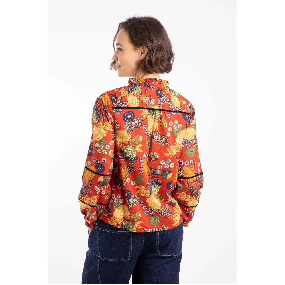 Weird Fish Bodhi Printed Long Sleeve Blouse - Rust
