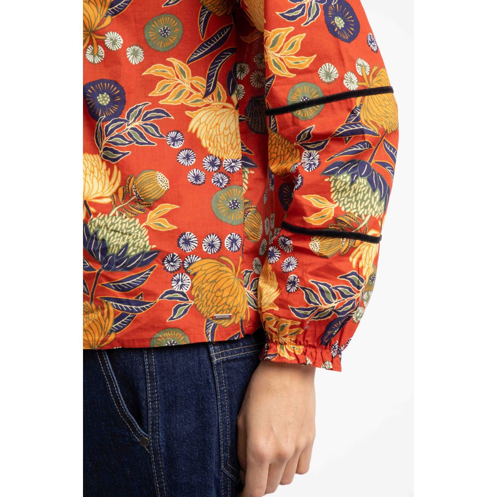 Weird Fish Bodhi Printed Long Sleeve Blouse - Rust