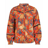 Weird Fish Bodhi Printed Long Sleeve Blouse - Rust