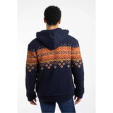 Weird Fish Bradwood Borg Lined Fair Isle Knit Full Zip Hoodie - Midnight