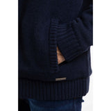 Weird Fish Bradwood Borg Lined Fair Isle Knit Full Zip Hoodie - Midnight