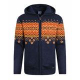 Weird Fish Bradwood Borg Lined Fair Isle Knit Full Zip Hoodie - Midnight