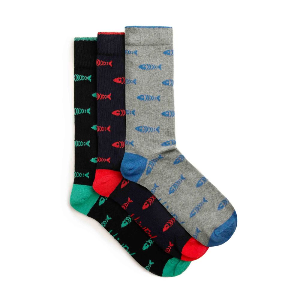 Weird Fish Branded Bones Sock - 7/11 - Multi - (Pack of 3)