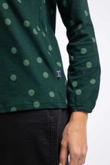 Weird Fish Brooke Printed V Neck Jersey Top - Bamboo Green