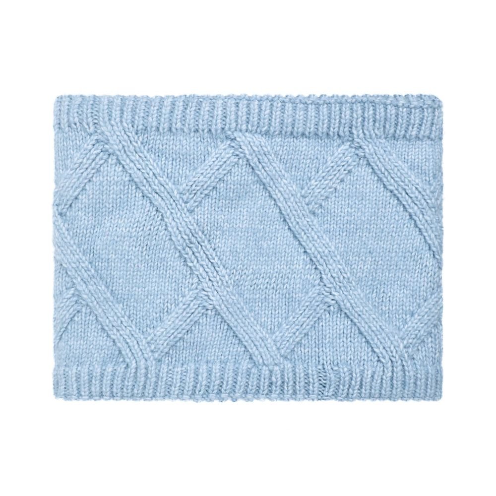 Weird Fish Candy Cable Knitted Faux Fur Lined Snood - Lake Blue - Old Railway Line Garden Centre