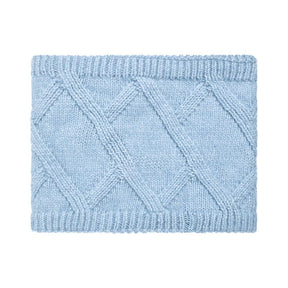 Weird Fish Candy Cable Knitted Faux Fur Lined Snood - Lake Blue - Old Railway Line Garden Centre