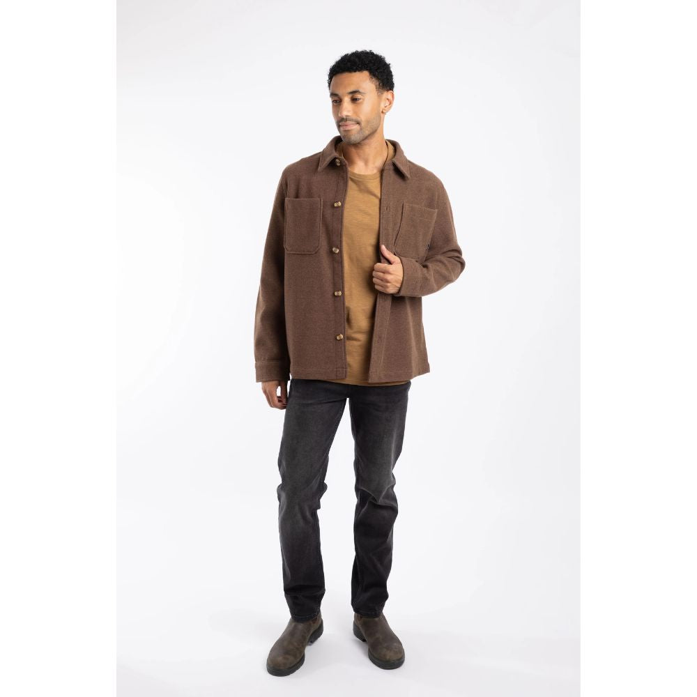 Weird Fish Charles Plain Over Shirt Jacket - Mocha