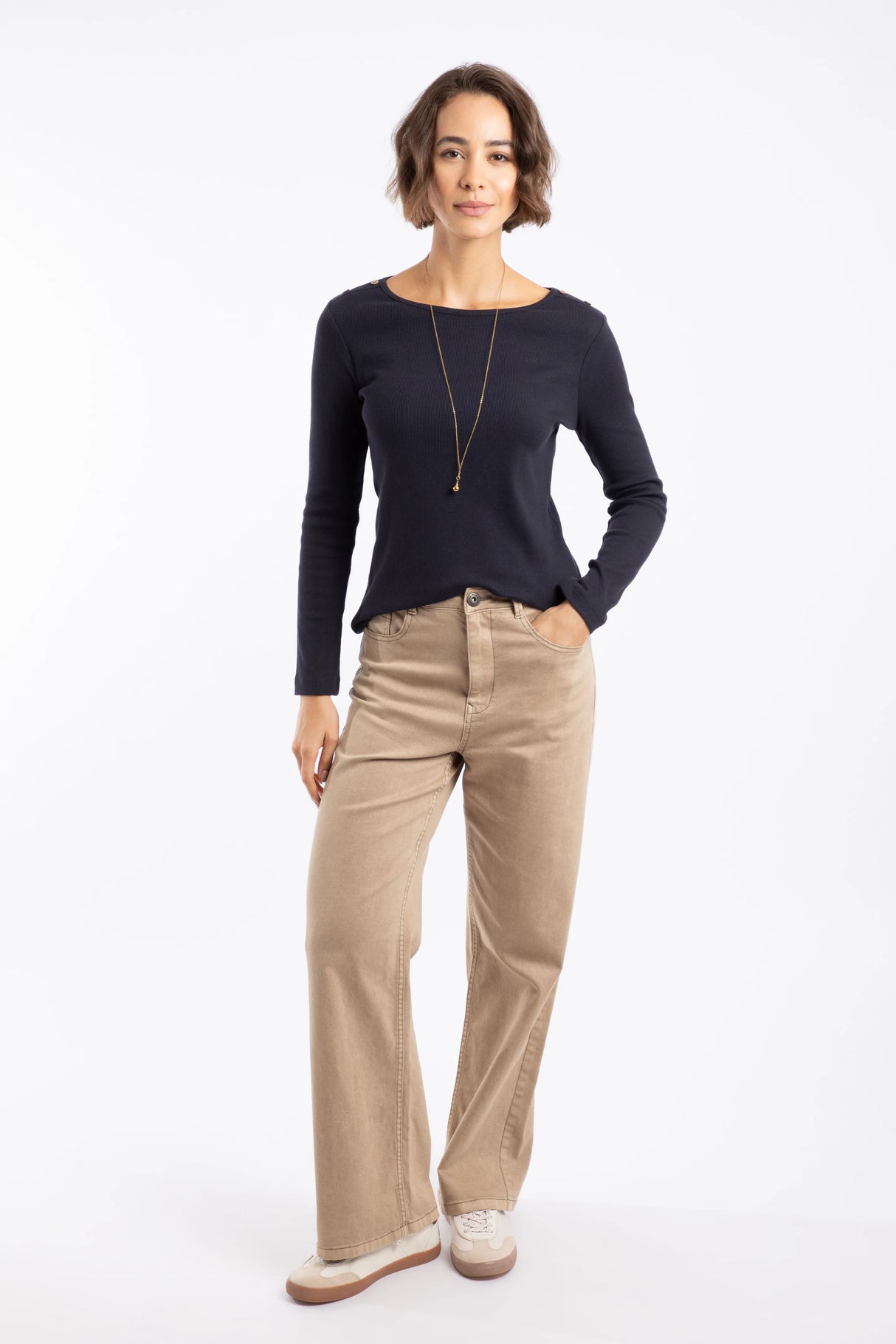 Weird Fish Cora Wide Leg Jean - Mocha