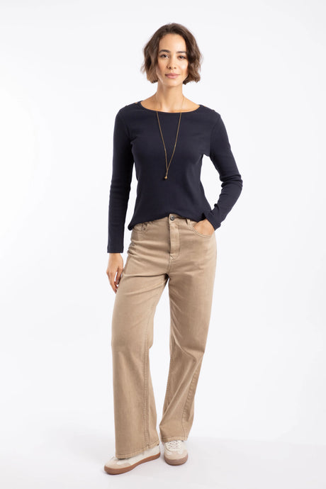 Weird Fish Cora Wide Leg Jean - Mocha