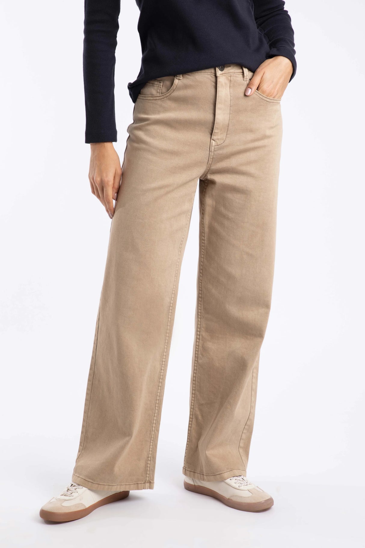 Weird Fish Cora Wide Leg Jean - Mocha