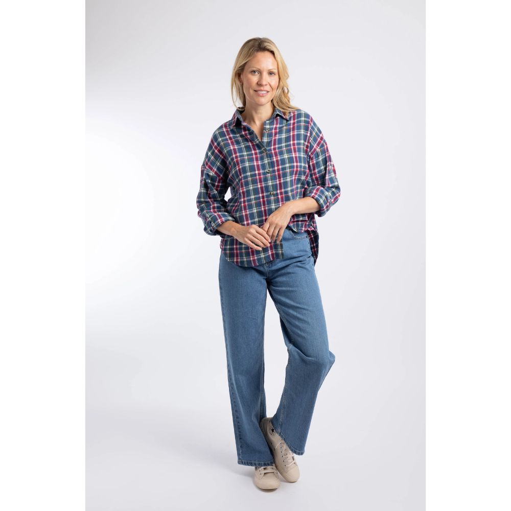 Weird Fish Corin Brushed Check Shirt - Aster Blue