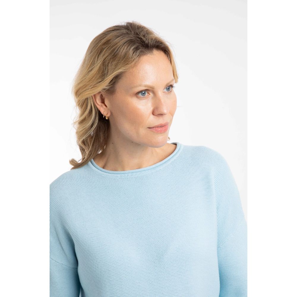 Weird Fish Dalla Knitted Crew Neck Jumper - Skyway Blue