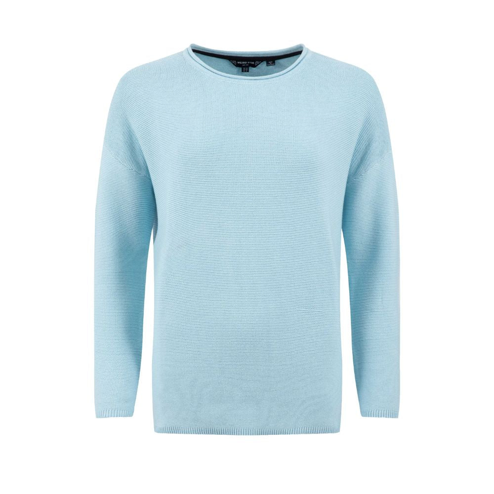 Weird Fish Dalla Knitted Crew Neck Jumper - Skyway Blue