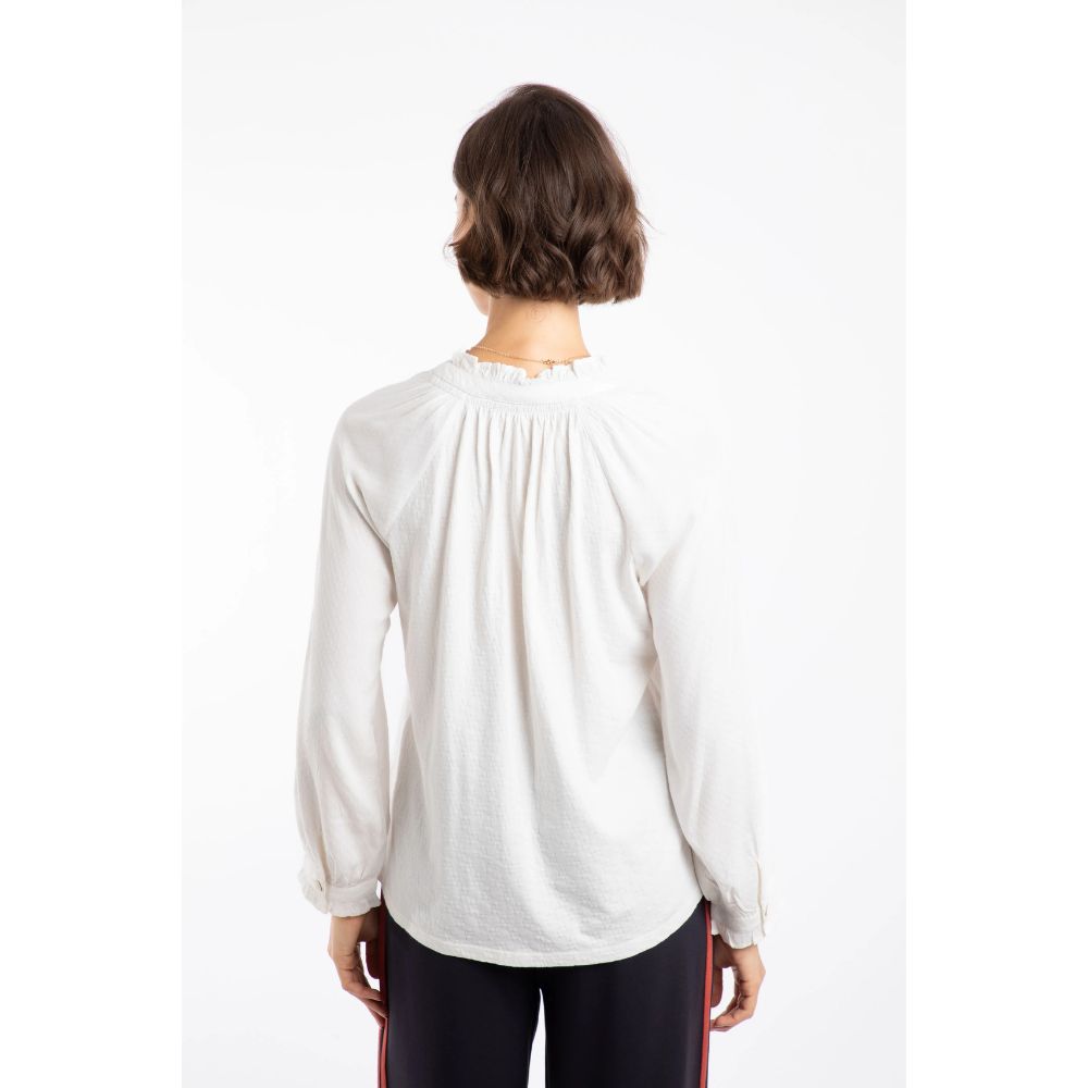 Weird Fish Donna Long Sleeve Cotton Dobby Shirt - White