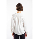 Weird Fish Donna Long Sleeve Cotton Dobby Shirt - White