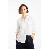Weird Fish Donna Long Sleeve Cotton Dobby Shirt - White