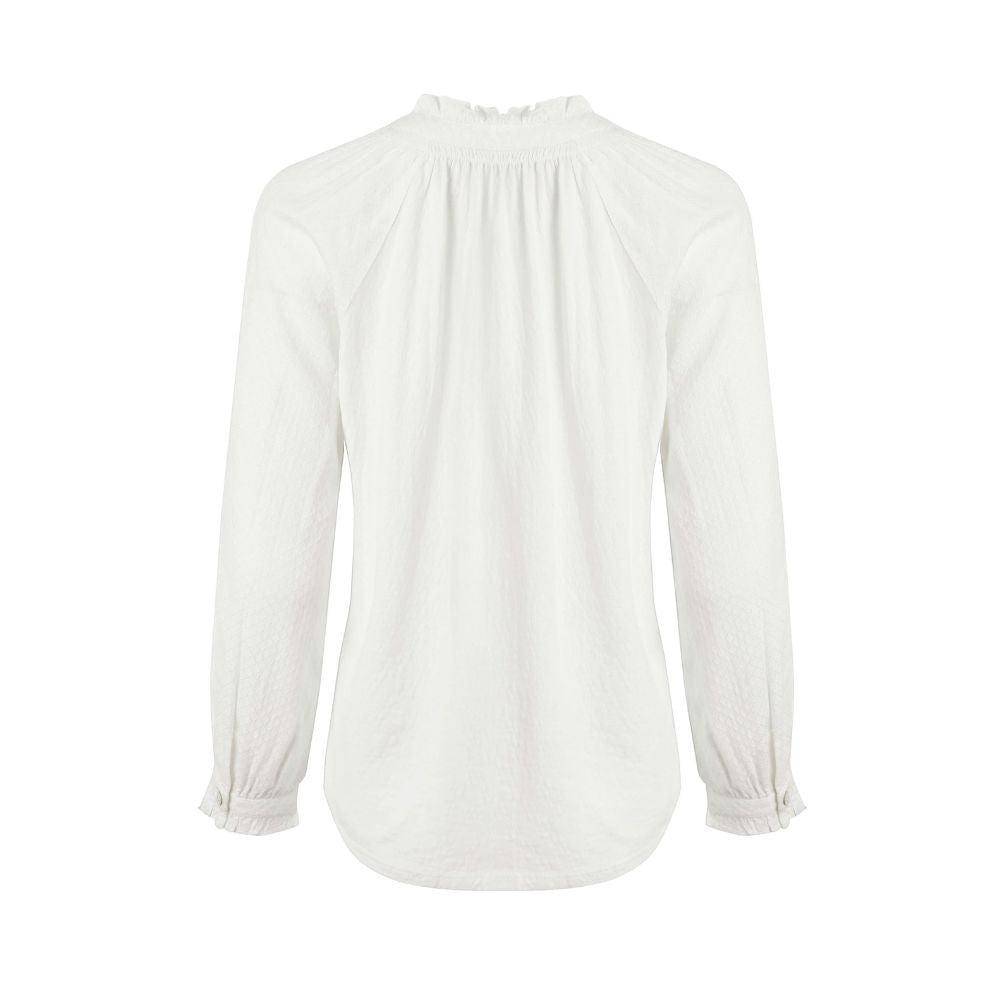 Weird Fish Donna Long Sleeve Cotton Dobby Shirt - White