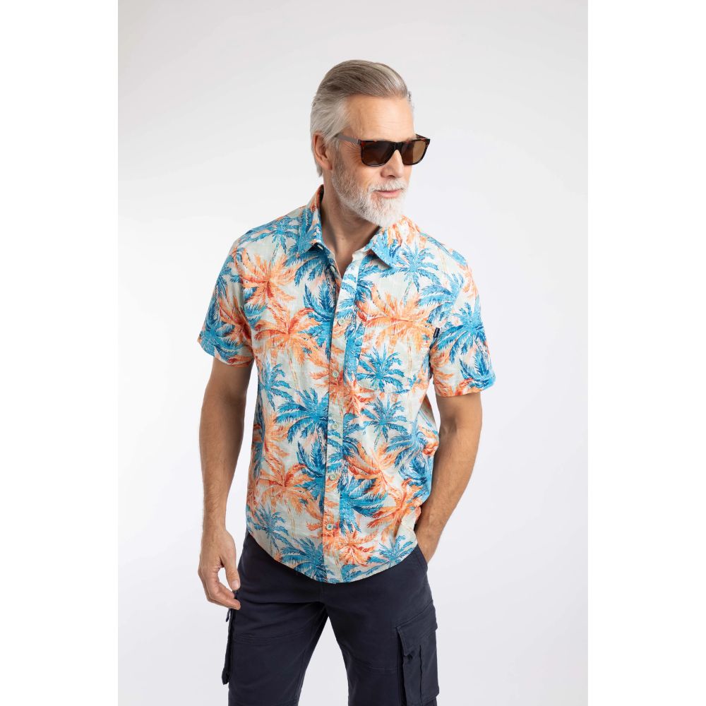 Weird Fish Faraway Short Sleeve Palm Tree Print Shirt - Paprika
