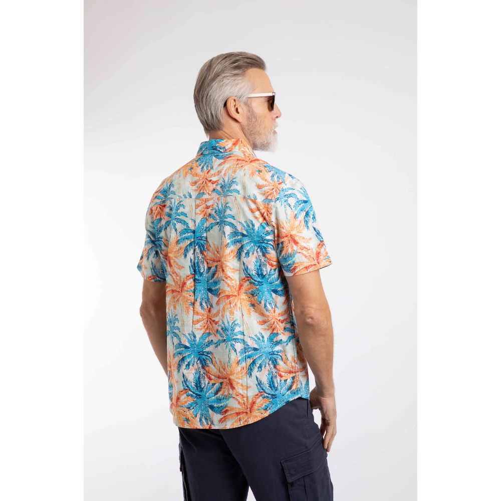Weird Fish Faraway Short Sleeve Palm Tree Print Shirt - Paprika
