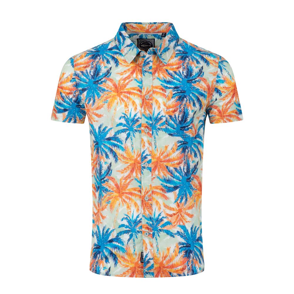 Weird Fish Faraway Short Sleeve Palm Tree Print Shirt - Paprika