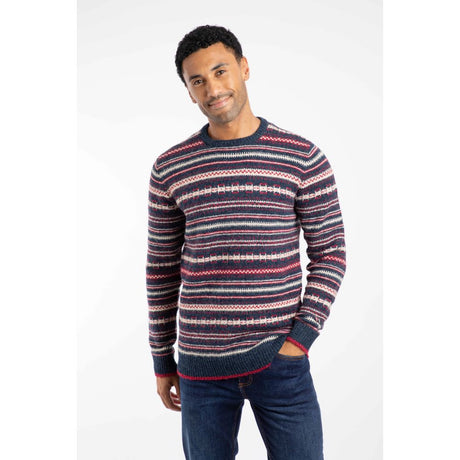 Weird Fish Fastolf Fair Isle Crew Neck Men's Jumper - Navy