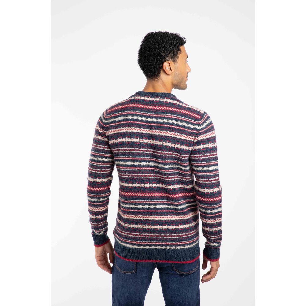 Weird Fish Fastolf Fair Isle Crew Neck Men's Jumper - Navy