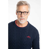 Weird Fish Griffen Cable Knit Jumper - Navy
