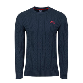 Weird Fish Griffen Cable Knit Jumper - Navy - Old Railway Line Garden Centre