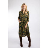 Weird Fish Hellen Printed Crepe Shirt Dress - Green