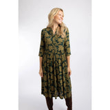 Weird Fish Hellen Printed Crepe Shirt Dress - Green