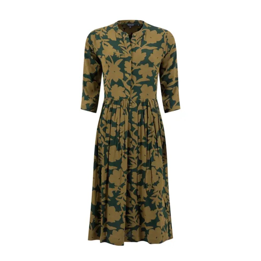 Weird Fish Hellen Printed Crepe Shirt Dress - Green