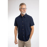 Weird Fish Hinton Textured Crepe Short Sleeved Shirt - Navy