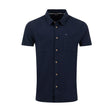 Weird Fish Hinton Textured Crepe Short Sleeved Shirt - Navy - Old Railway Line Garden Centre