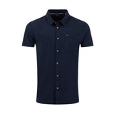 Weird Fish Hinton Textured Crepe Short Sleeved Shirt - Navy - Old Railway Line Garden Centre