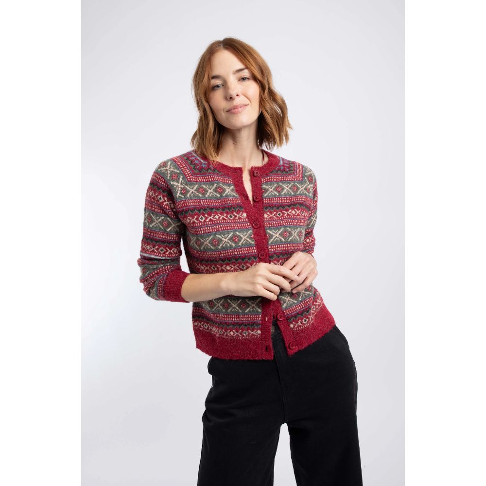 Weird Fish Hollan Fair Isle Cardigan - Rhubarb