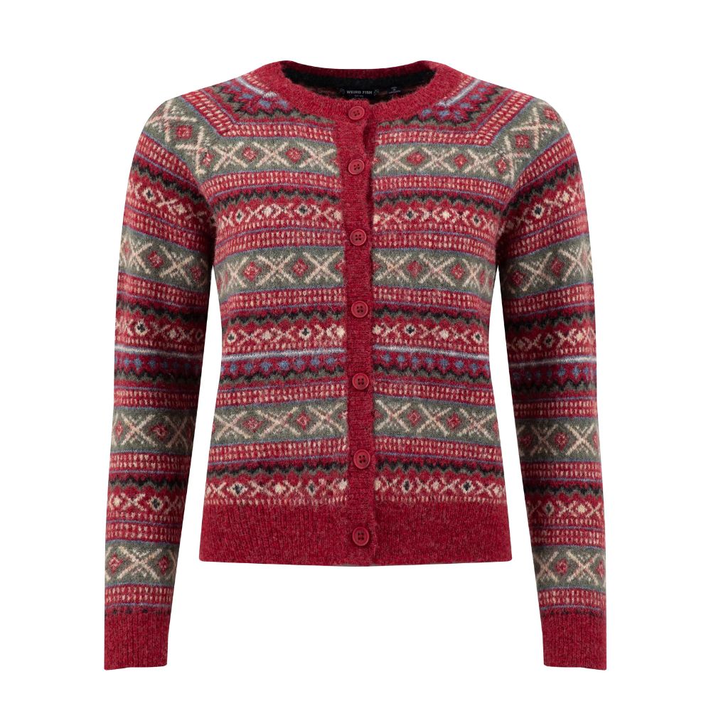 Weird Fish Hollan Fair Isle Cardigan - Rhubarb