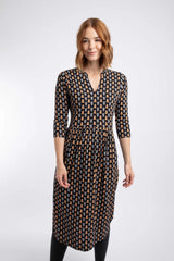Weird Fish Isolde Printed Jersey Midi Dress - Yellow Iris