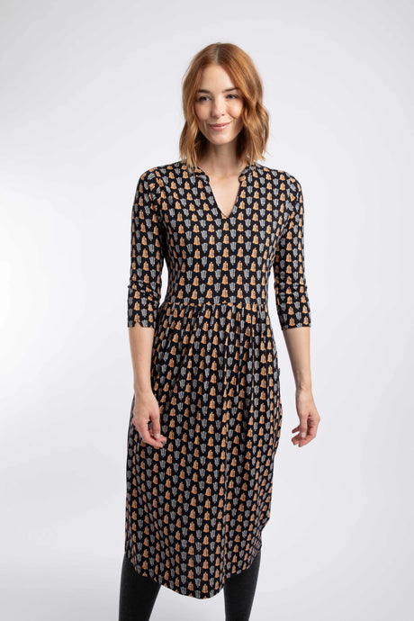 Weird Fish Isolde Printed Jersey Midi Dress - Yellow Iris