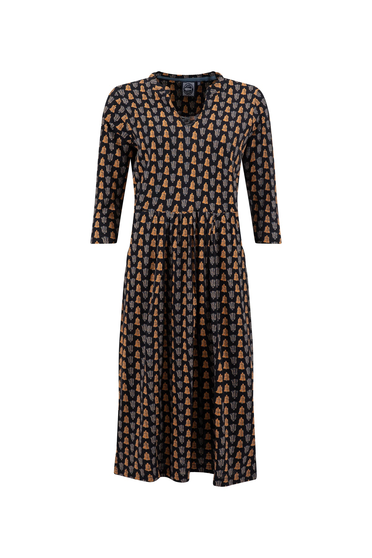 Weird Fish Isolde Printed Jersey Midi Dress - Yellow Iris