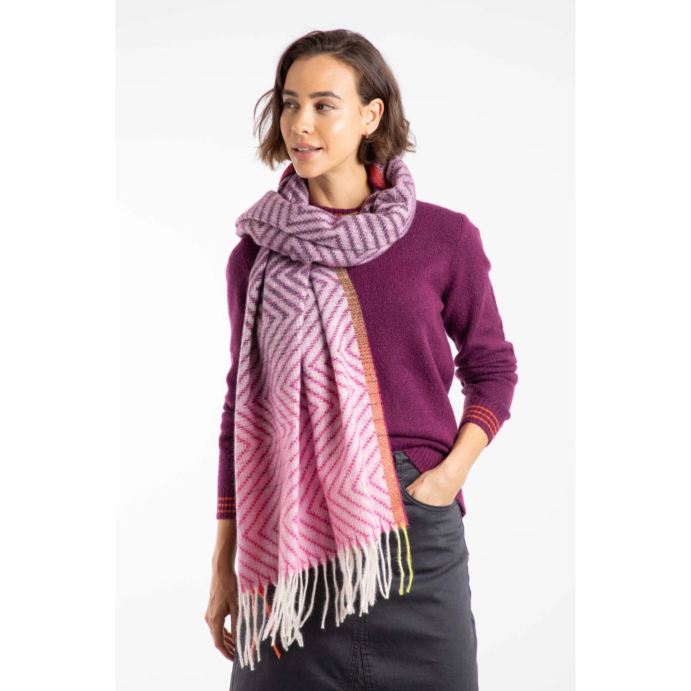 Weird Fish Jadida Brushed Zig-Zag Scarf - Beet Purple