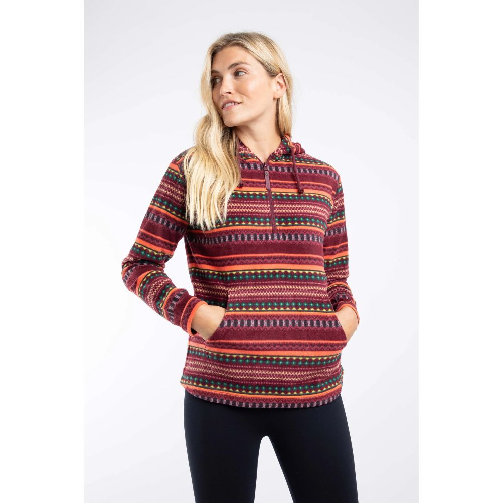 Weird Fish Lana 1/4 Zip Microfleece Hoodie - Antique Cherry