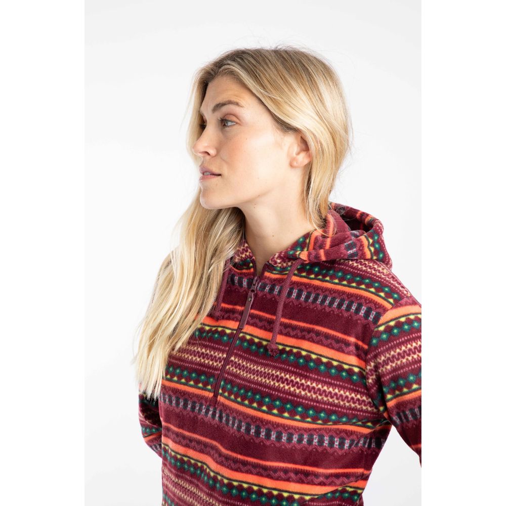 Weird Fish Lana 1/4 Zip Microfleece Hoodie - Antique Cherry