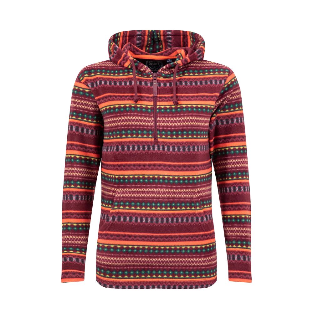 Weird Fish Lana 1/4 Zip Microfleece Hoodie - Antique Cherry