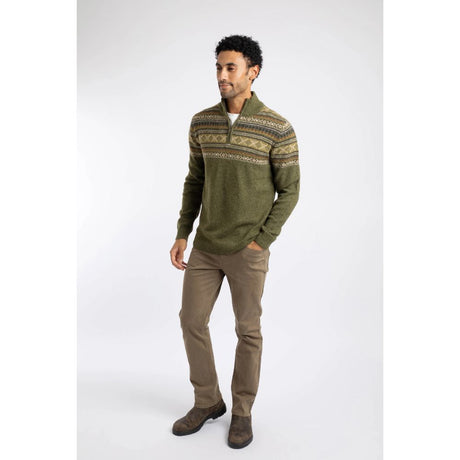 Weird Fish Larner 1/4 Zip Fair Isle Jumper - Winter Green